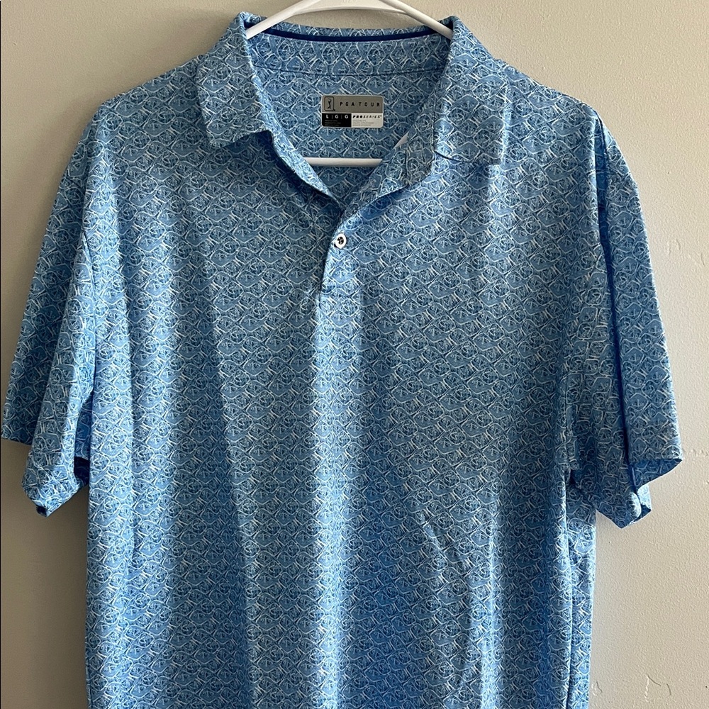PGATOUR ProSeries Blue Patterned Shirt size Large